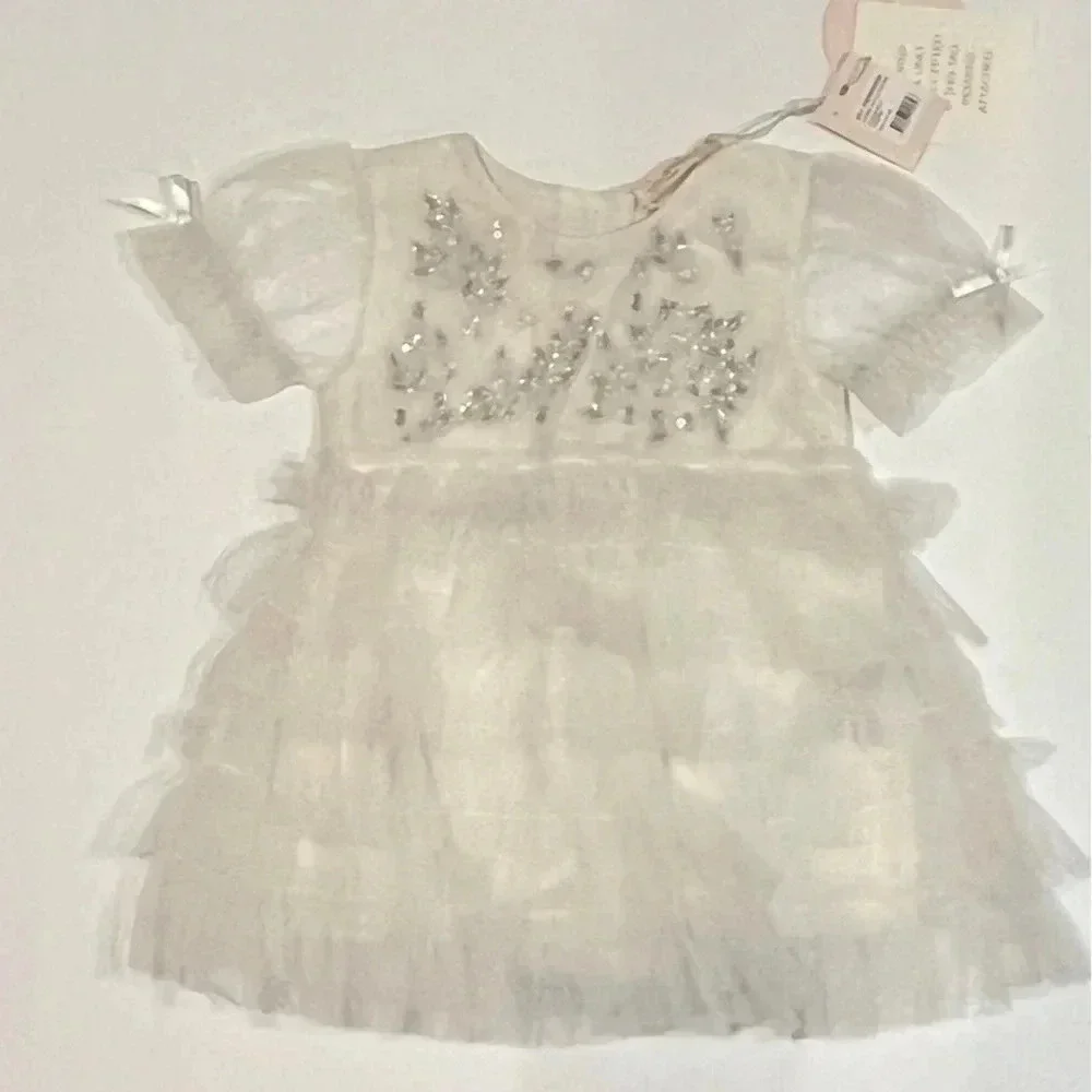 tutu du monde  white dress size 6-12 months nwt